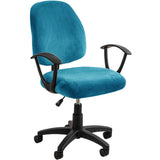 Funda de terciopelo elástico para asiento de silla de ordenador: funda universal de 2 piezas para sillas de oficina y giratorias
