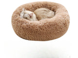 Plush Round Pet Bed - Winter Warm Cat & Dog Nest with Removable Cushion