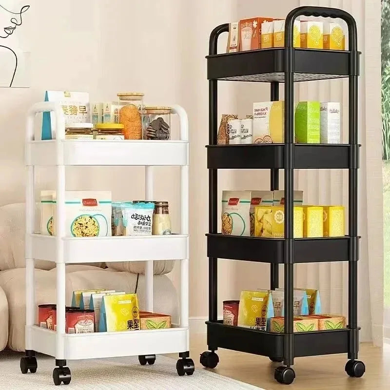 Estante de almacenamiento rodante de múltiples capas: organizador móvil para cocina, baño y hogar 