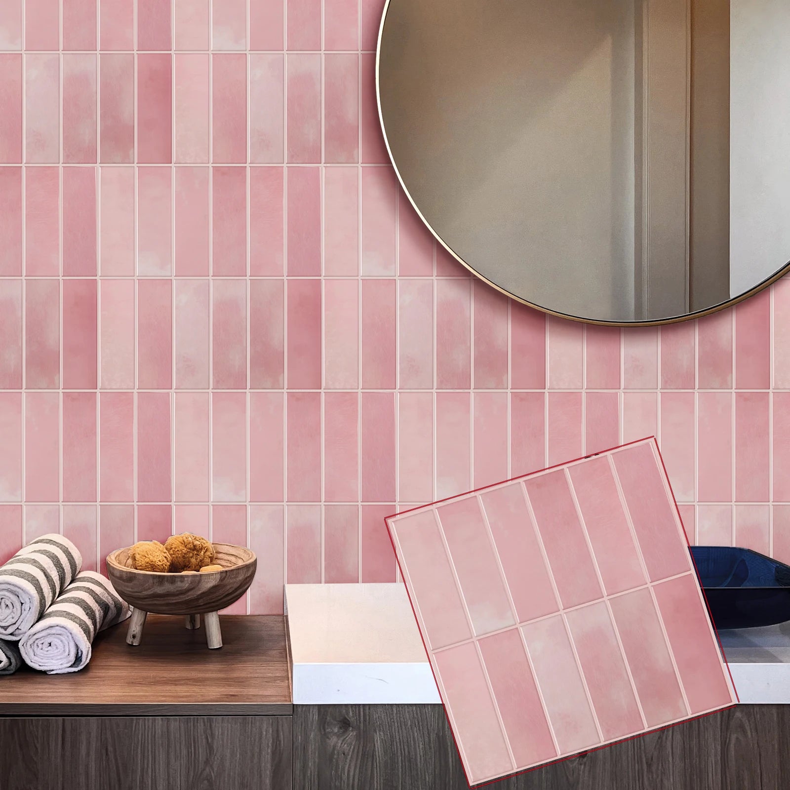 Pegatinas de azulejos de pared 3D despegables y adhesivas: protector contra salpicaduras DIY para cocina y baño