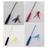 3-Section Telescopic Cat Teaser Wand – Interactive Feather Toy with 5 Refill Attachments