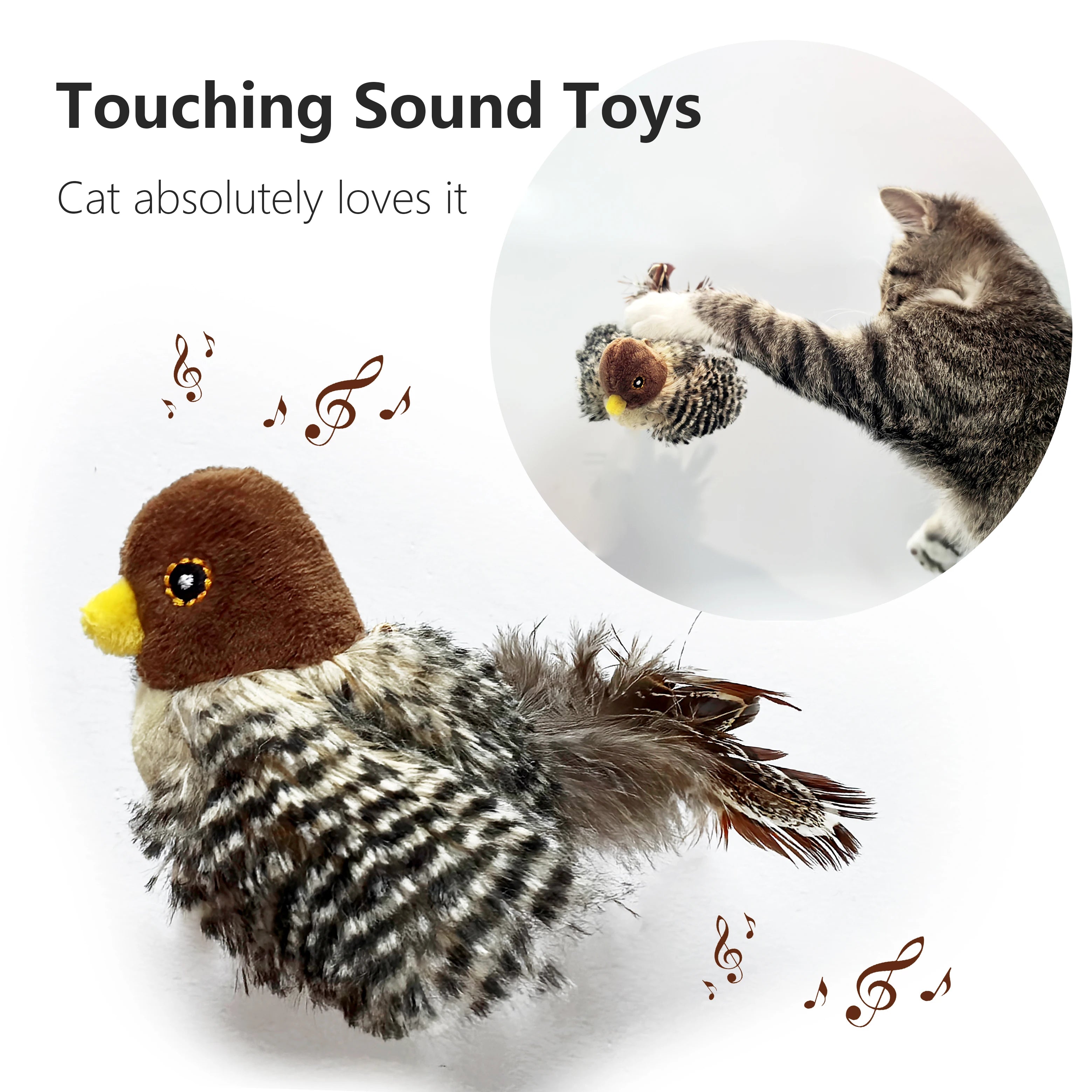 Sparrow Sound Cat Toy – Interactive Flannel Bird Toy for Indoor Cats