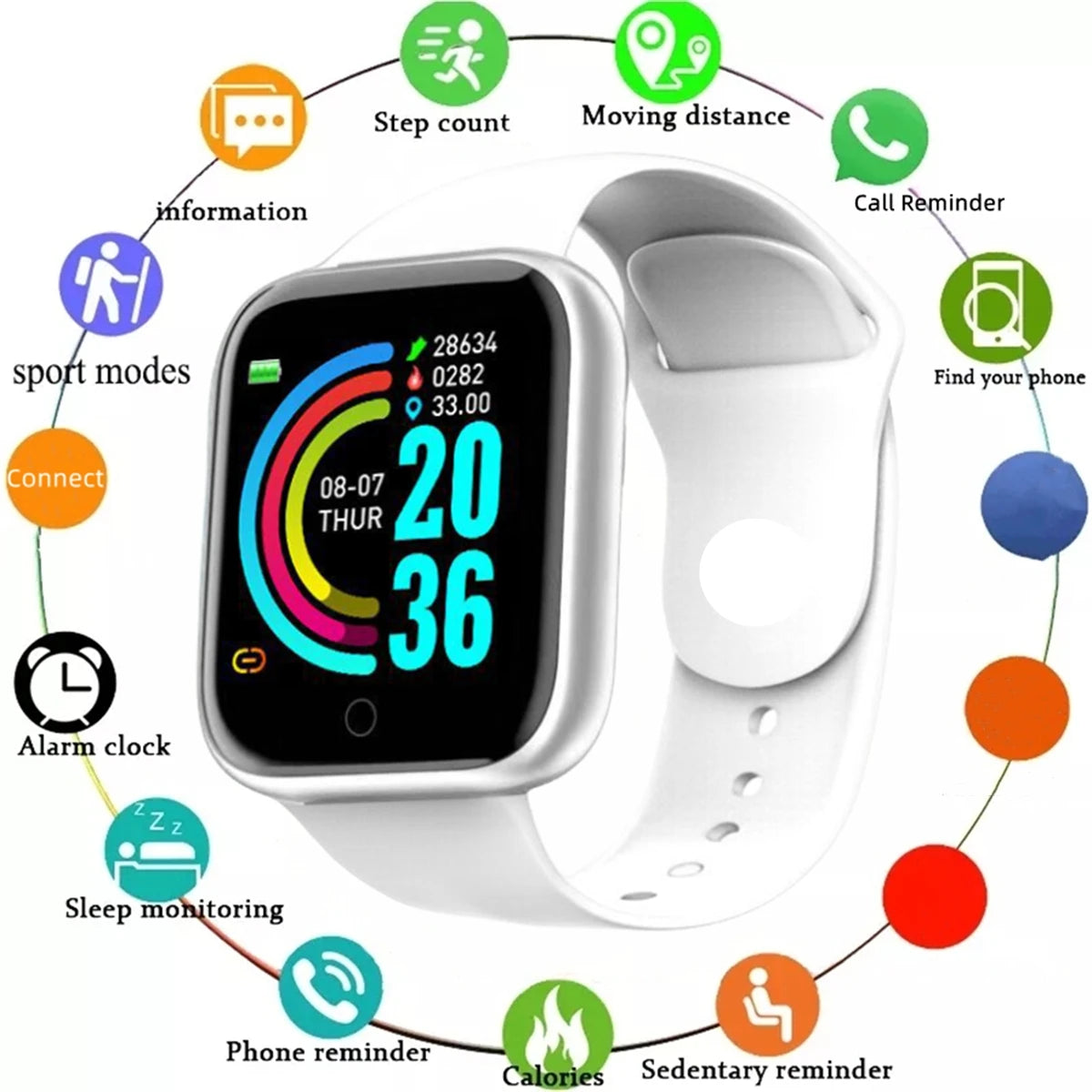 D13 Smart Watch with Heart Rate Monitor – Fitness Tracker with Multi-Sport Modes & Message Alerts