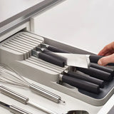 Caja de almacenamiento de cubiertos que ahorra espacio: organizador de cocina multifuncional para utensilios, cuchillos y especias