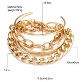 Bohemian Geometric Link Chain Bracelet with Lobster Claw Clasp for Women - Mood Tracker Jewelry