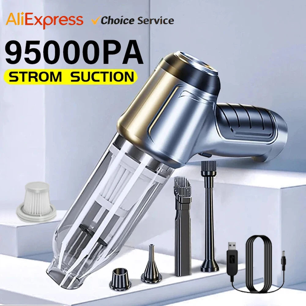 95000Pa Cordless Car Vacuum Cleaner - 4-in-1 Handheld Wet/Dry Vacuum for Home & Auto