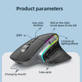 Rechargeable RGB Gaming Mouse - 4000 DPI, Bluetooth & 2.4G Wireless, 12-Color Backlight