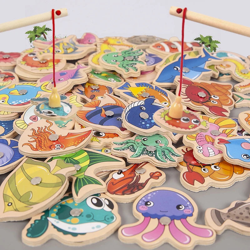 Montessori Magnetic Wooden Fishing Toy – Educational Marine Life Game for Kids