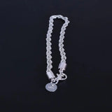 Women's 925 Sterling Silver Twist Bangle Cuff Charm Bracelet