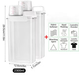 Dispensador de detergente para ropa rellenable de 1100/1800/2300 ml, depósito vacío para suavizante en polvo, contenedor de almacenamiento de blanqueador con etiquetas
