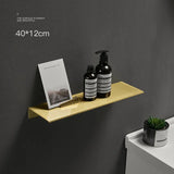Estantería de baño moderna en blanco, negro y dorado cepillado: estante de pared