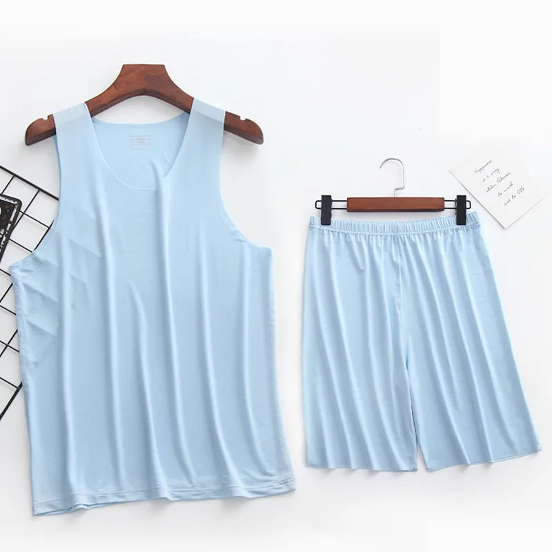 Men’s Ultra-Thin Sleeveless Pajama Set – Breathable, Quick-Dry Sleepwear