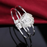 925 Sterling Silver Open Cuff Bracelet for Women - Trendy Adjustable Bangle Jewelry