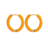 Stainless Steel Enamel Hoop Earrings for Women – Trendy Summer Style