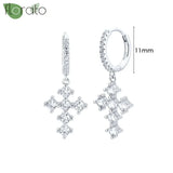 Sterling Silver Zircon Hoop Earrings for Women – Elegant Star & Heart Design
