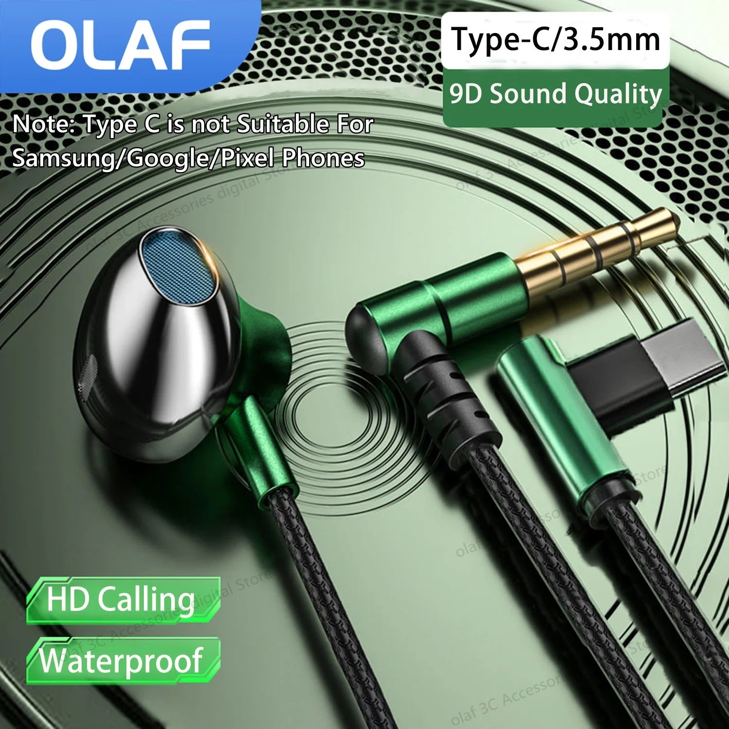 Wired Earbuds with Microphone - 3.5mm & Type-C Gaming Headset for Sports & Mobile Phones