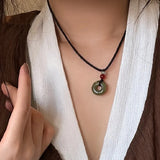 Collar de mariposa con cuentas de estilo chino: elegante cadena de clavícula de verano para mujer