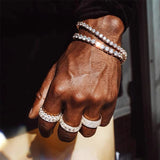 Pulsera con dijes geométricos para hombre con circonitas cúbicas: diseño elegante de hip hop y rock