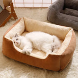 Cama de felpa para gatos: acogedora cesta con cojines para gatitos y mascotas pequeñas