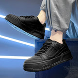 Men’s Height-Increasing Breathable Casual Sneakers – Lace-Up Artificial Leather Shoes for Spring & Autumn