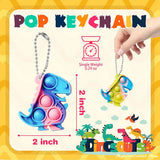 Dinosaur Pop Fidget Keychains - Bulk Sensory Party Favors for Kids (12/36pcs)