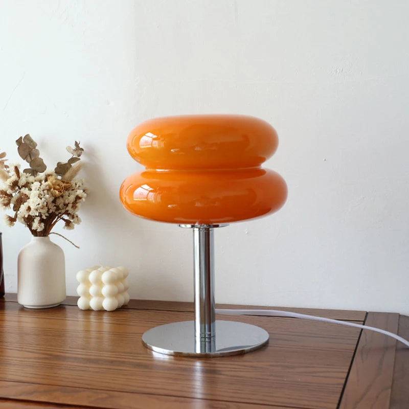 Lámpara de mesa de cristal Macaron: luz nocturna con atenuación tricromática para un ambiente acogedor