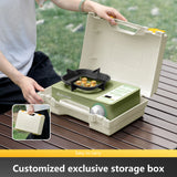 Portable Butane Gas Cartridge Stove with Windproof Frame and Auto Safety Features