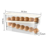2-Tier Automatic Egg Dispenser for Refrigerator – Rolling Fridge Egg Organizer with Ladder Design