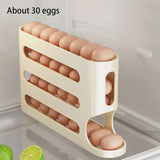 Caja de almacenamiento de huevos con ruedas automáticas: organizador de refrigerador de alta capacidad