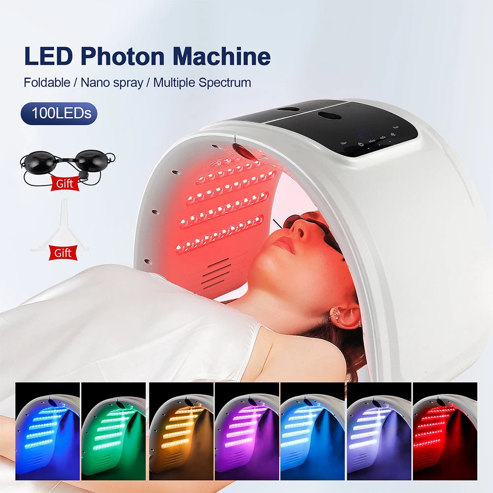 7-Color LED Photon Therapy Machine with Nano Spray for Skin Hydration, Anti-Aging & Acne Treatment