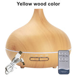 USB Essential Oil Diffuser & Humidifier – Wood Grain, 7-Color LED, Remote Control