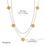 316L Stainless Steel Clover Necklace for Women - Elegant Zircon Flower Pendant Chain
