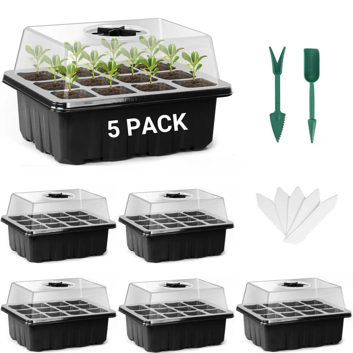 10-Pack Seed Starter Kit with Humidity Dome - 120 Cell Mini Greenhouse for Plants