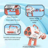 88-Hole Rechargeable Bubble Gun for Kids – No-Spill LED Cartoon Bubble Machine Toy