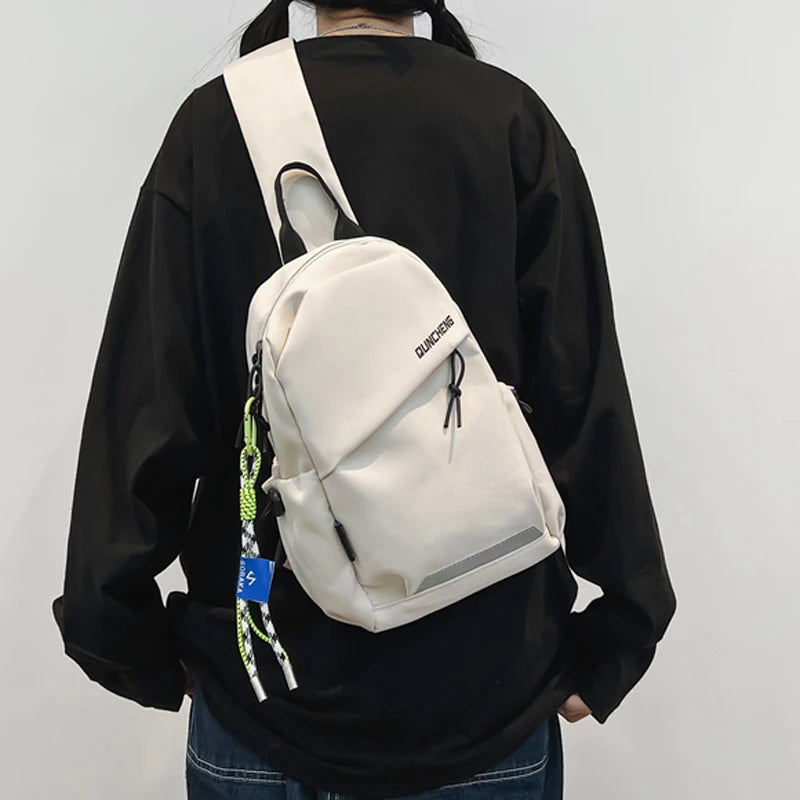 Unisex Nylon Bucket Bag – Lightweight Casual Shoulder Crossbody with Zipper Closure