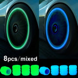 Glow-in-the-Dark Tire Valve Caps – Fluorescent Stem Covers for Cars, Bikes & Motorcycles