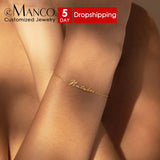 Customized Name Bracelet for Women – 316L Stainless Steel Gold Personalized Letter Jewelry
