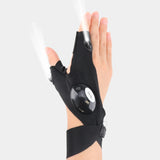 Guantes con linterna LED de medio dedo: resistentes al agua y duraderos para actividades al aire libre y nocturnas