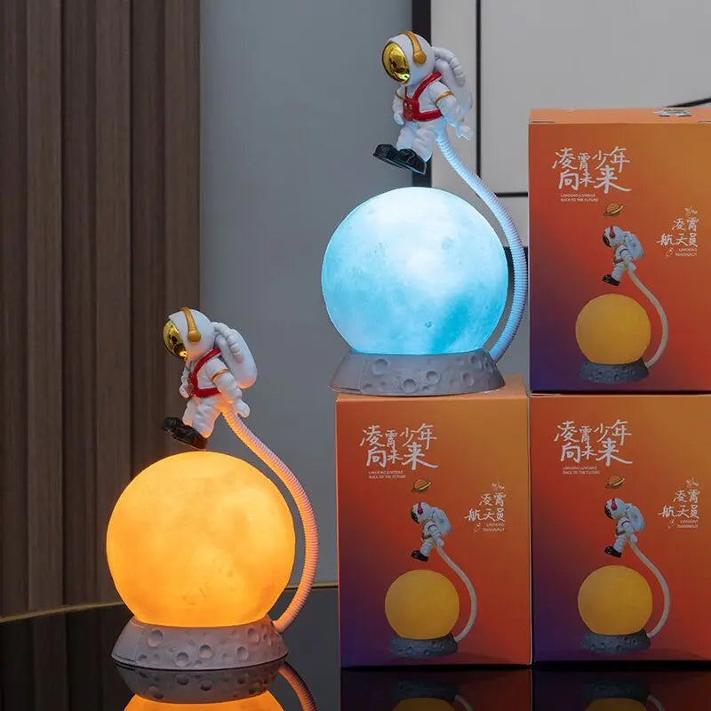 Astronaut Moon Night Light - Floating LED Desk Lamp with USB Charging