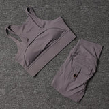 Women's High-Waist Yoga Shorts Set with Sports Bra and Pocket