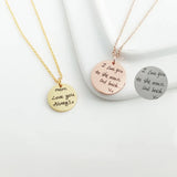 Personalized Stainless Steel Engraved Name Necklace with Round Disc Pendant