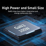 Cargador rápido GaN de 100 W: estación de carga de escritorio con 4 puertos USB-C y USB-A 