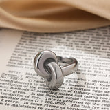 Stainless Steel Irregular Geometric Knot Ring – Trendy Minimalist Statement Jewelry for Women