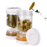 Olive & Pickle Strainer Jar | Hourglass Airtight Container for Easy Storage