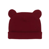 Autumn Winter Baby Hat Comfortable Solid Color Hats Cute Ear Shape Cotton Cap Newborn Photography Props 0 -1 Infant Bonnet Items