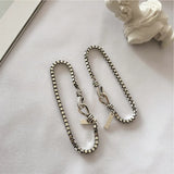 925 Sterling Silver Geometric Charm Bracelet for Women