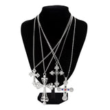 4-Piece Zircon Cross Pendant Necklace Set – Adjustable Gold Chains for Layering