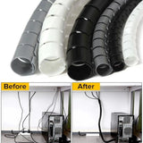 Protector de cable en espiral flexible de 2 m/1 m, organizador de cables, clip de tubo protector para cable de computadora, herramientas de gestión, 16/10 mm