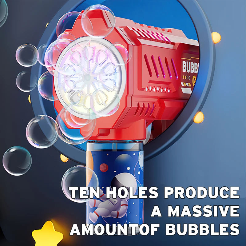 Space-Themed Automatic Bubble Gun - Electric Bubble Blaster for Kids Outdoor Play