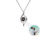 Personalized Photo Projection Necklace with Rose Pendant